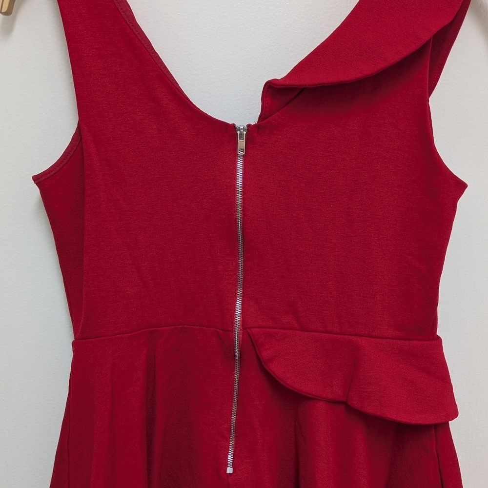Lulu's Secret Admirer Red Sleeveless Ruffle Mini Sexy Night Out Dress Small - Picture 5 of 7
